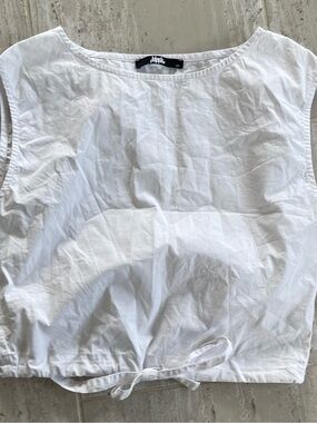 White Sleeveless Drawstring Tank Top by H&M